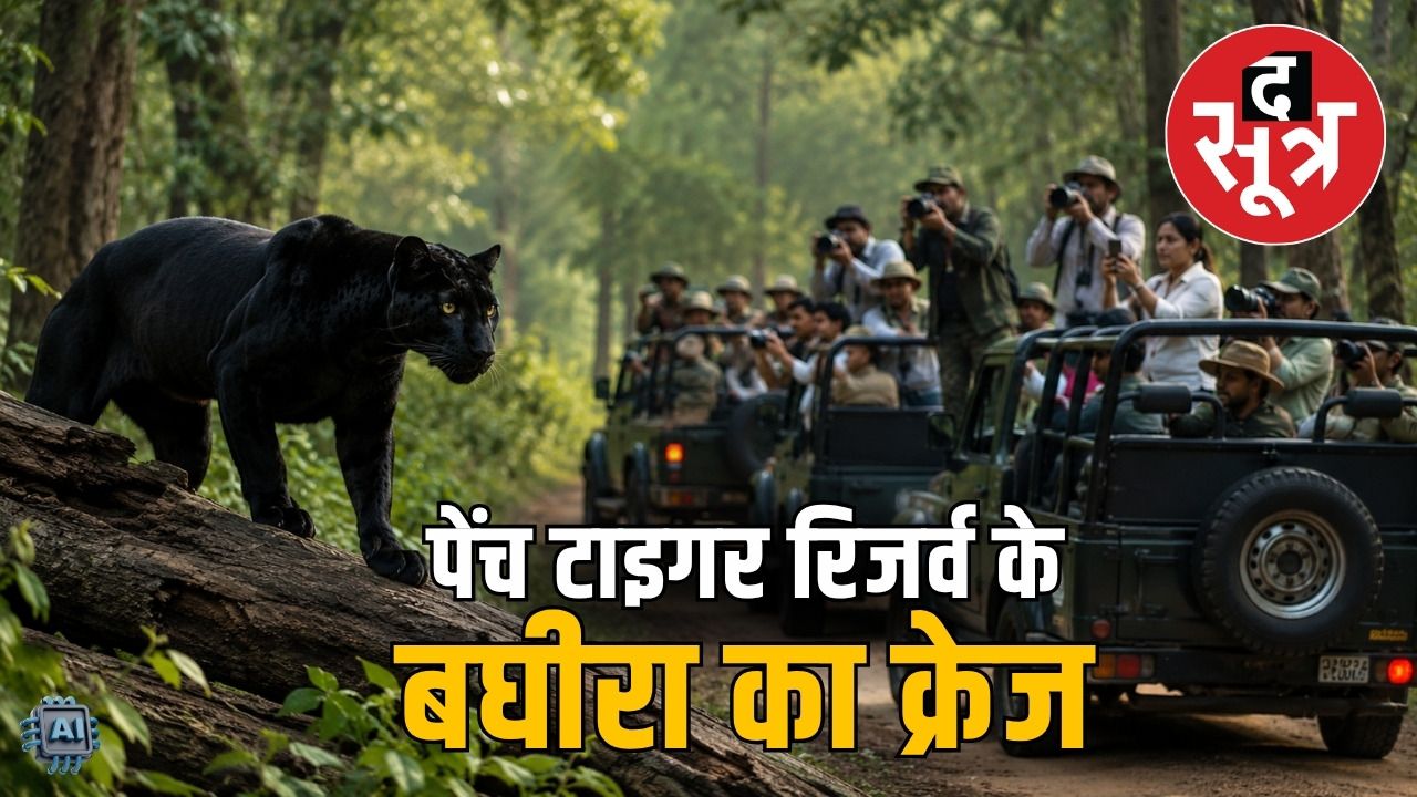 पेंच टाइगर रिजर्व में जंगल बुक के बघीरा की एक झलक देखने लोग घंटों कर रहे इंतजार 